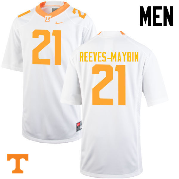 Men #21 Jalen Reeves-Maybin Tennessee Volunteers College Football Jerseys-White - Click Image to Close